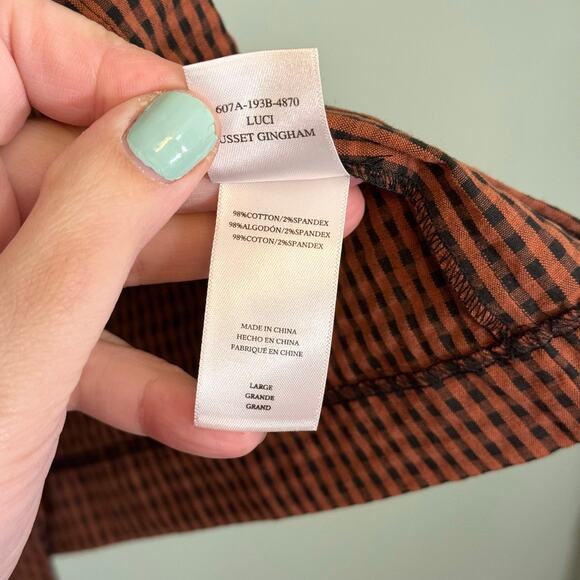 Rails Luci Russet Gingham Midi Skirt Womens Large Brown Side Slit Seersucker NWT - Picture 8 of 9